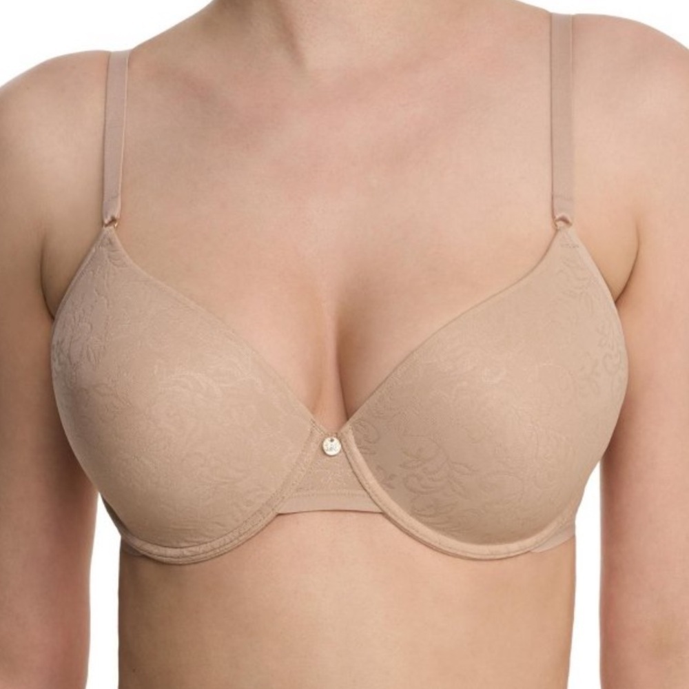 Natori Sheer Jacquard Full Fit Underwire T-Shirt Bra Sz 32D Cafe